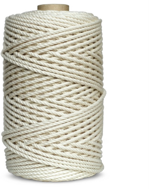렛비 마크라메 꼬임 면 실 3mm 100m, 2개, 아이보리