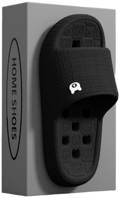 salimm 남녀공용 귀여운 곰돌이 커플 EVA 미끄럼방지 물빠짐 욕실 슬리퍼, 1개, 블랙