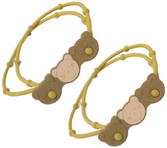 리리월드 강아지 고양이 천연 오일 진드기 방지 해충 퇴치 목걸이 세트, 2개, 브라운 곰돌이