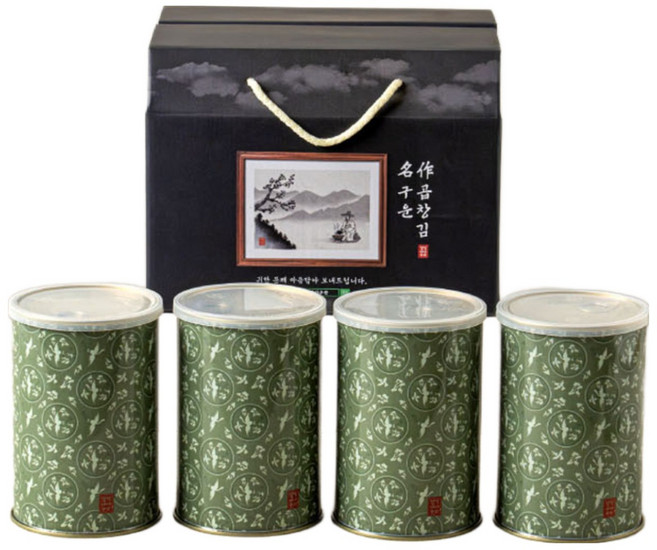 달빛바다수산 무조미 구운 곱창김 캔 선물포장, 4개