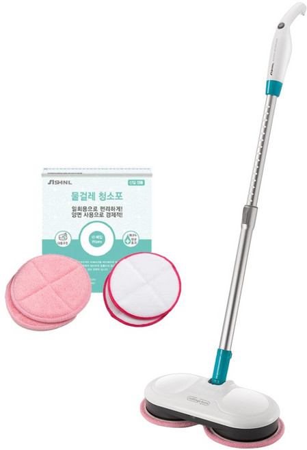신일 물걸레 무선청소기 듀얼회전 자동분사 LED 밀대청소기 국내제조 제품, 화이트, 저소음