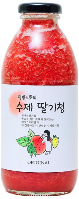 웰빙스토리 국내산 딸기로 만든 맛있는 과일청 수제 딸기청 오리지널 600g since2013, 1개입, 1개