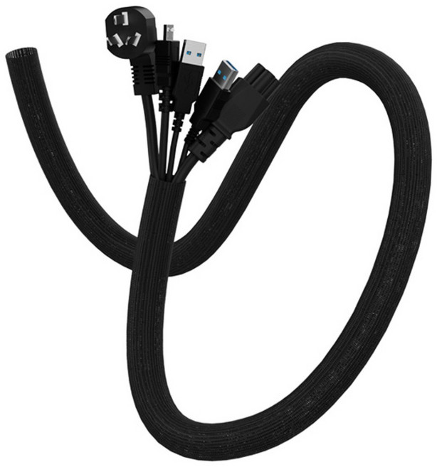 YF 매직 케이블 정리 튜브 전선보호튜브 고양이 강아지 전선보호커버, 블랙