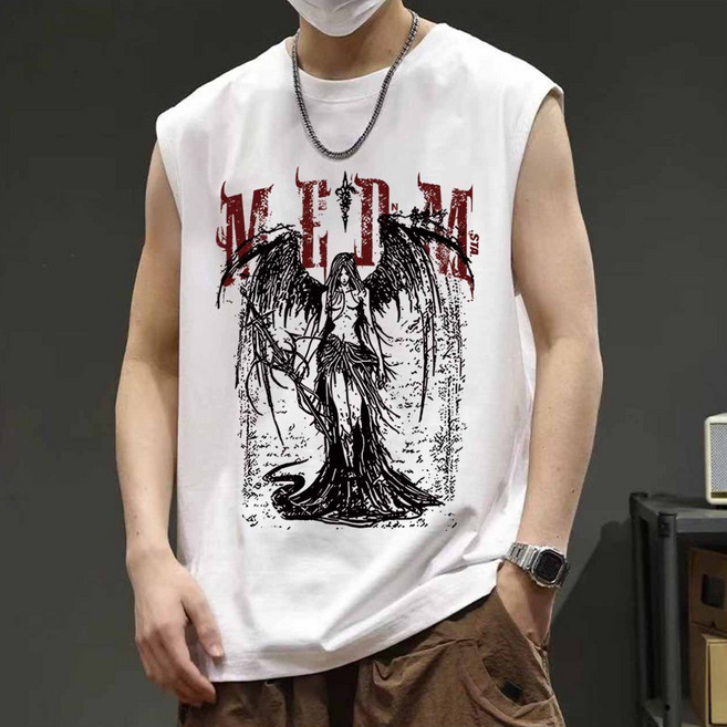 훌룰루 남자 프린팅 나시티 오버핏 민소매면티