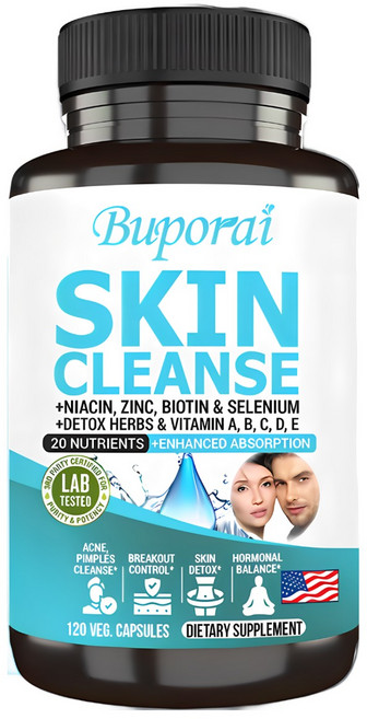 피부 정화 보충제 비오틴 비타민 여드름 뾰루지 블랙헤드 트러블 관리 얼굴 디톡스, 1개, 60정