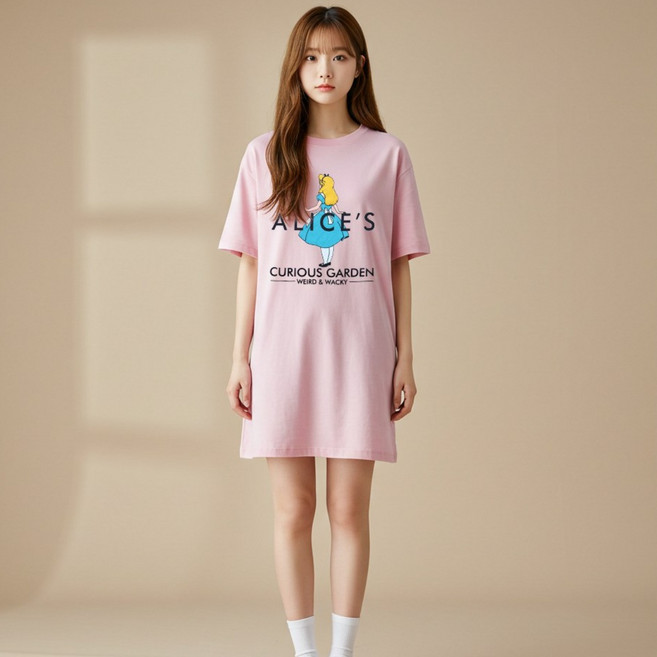 블론디 여성용 30수 면 반팔 루즈핏 원피스 임산부 겸용 금발머리