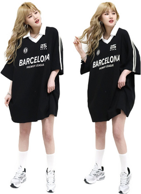 통통마녀 ] 바로셀로나 카라 반팔 4컬러 6XL / 남여공용 / 오버사이즈