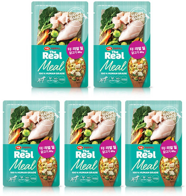 하림펫푸드 전연령 강아지 더리얼 밀 냉동 화식사료, 닭, 60g, 5개