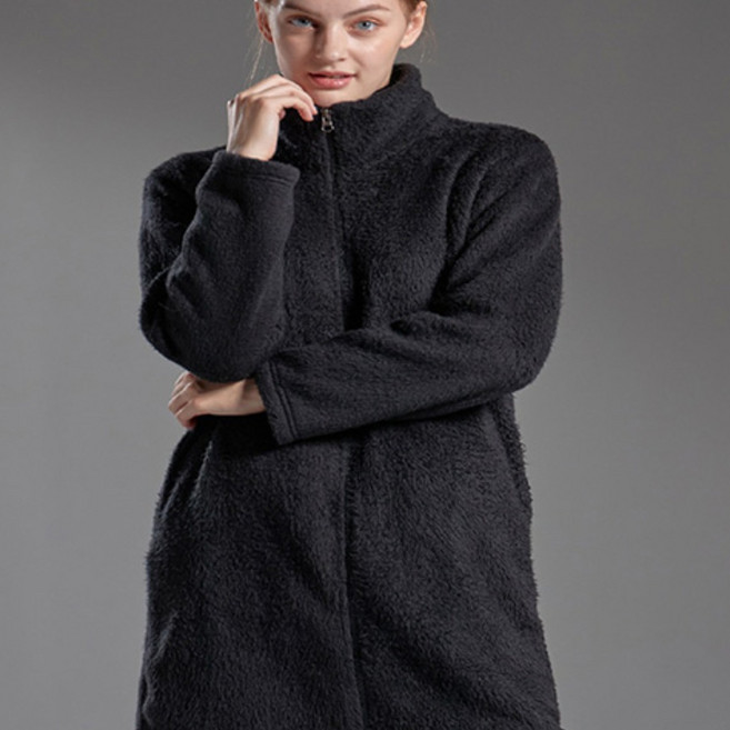 이엑스알 여성 보아 후리스 롱자켓 경량 기모 지퍼형 따뜻한 간절기 겨울용