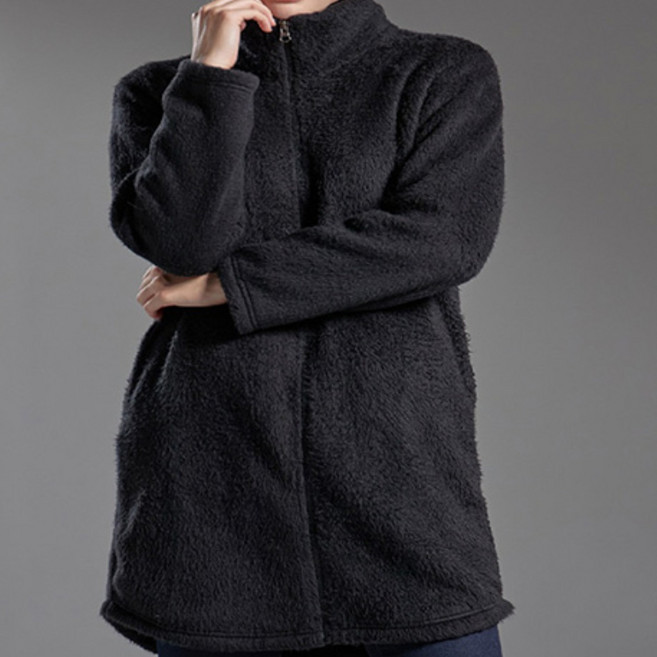 이엑스알 여성 보아 후리스 롱자켓 경량 기모 지퍼형 따뜻한 간절기 겨울용