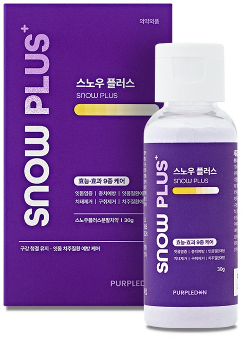 [치과의사 개발] 스노우 플러스 치아 미백 가루 구취제거 구강청정 잇몸질환, 1개, 30g