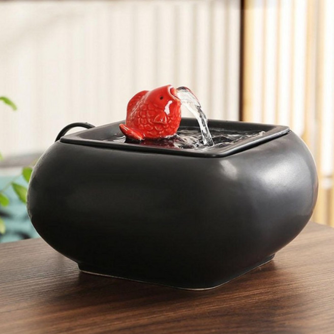 앤트앤비 인테리어 힐링테라피 천연 가습기 미니분수 F-24, 블랙