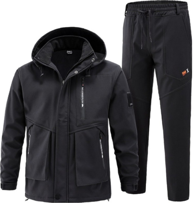 Gradle남자 겨울 방한 작업복 세트 방수 털 스티치 운동복 정비복 아웃도어 바람막이 전술 자켓+기모 트레이닝 바지 상하복세트