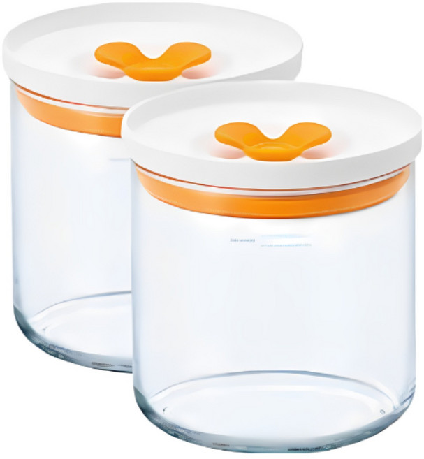 도요사사키 키친델리 글라스 밀폐용기 밀프렙 저장용기 오렌지색상 2개세트, 2개, 680ml