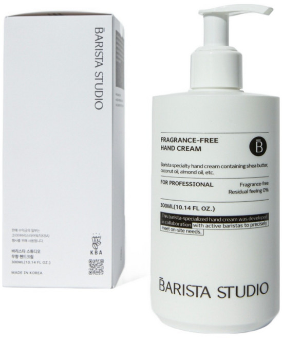 바리스타 스튜디오 무향 핸드 로션 크림 고보습 민감피부 카페 식당 미용실 병원 펌프형 선물 300ml, 10개, 300g