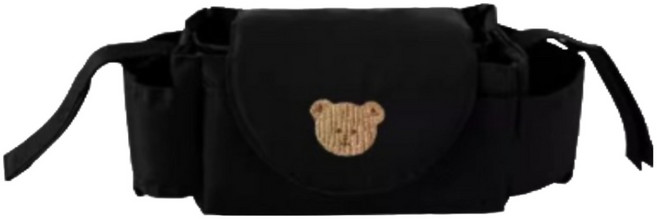 까마느 다람쥐 곰돌이 유모차 정리함 오거나이저 텀블러 보관 가방, 1개, 블랙 곰돌이 한마리