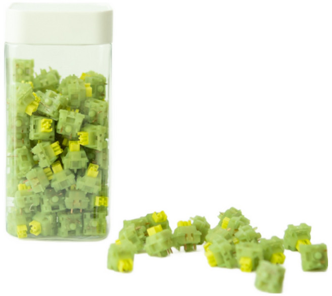 오테뮤 라임 v3 5pin 스위치 110pcs 보관함 포함, 저소음 라임축, 110개, 반투명 그린