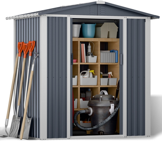 레드와이 조립식창고 6x4 슬로웁타입 플랫타입 조립이 쉬운 스틸창고 프리미엄 야외 미니 소형 이동식 간이 전원주택, 6x4 슬로웁형(콜드그레이)