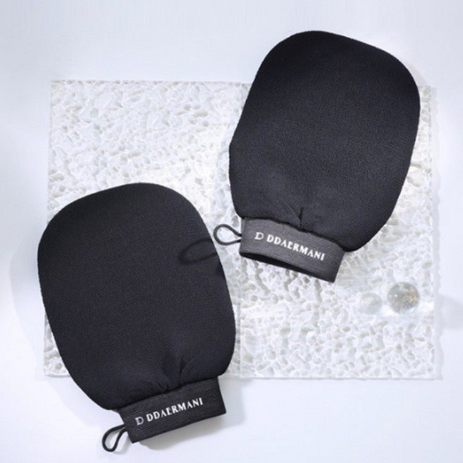 [인포벨]애드크로스 홈쇼핑 때르마니 부드러운 안아픈 때장갑 팔꿈치 등 각질 셀프 가정용 때밀이, 검정, 1세트