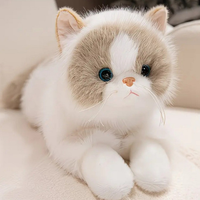 코지베베 보들보들 촉감좋은 리얼 고양이 인형 대형 50cm, 그레이 화이트, 1개