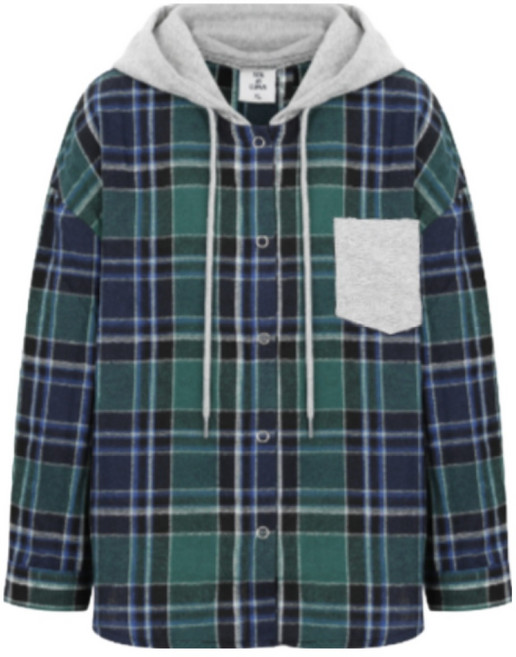 *국내제작 아동복 쏠엣루나 오버핏 포켓 체크 후드 남방 긴팔 셔츠