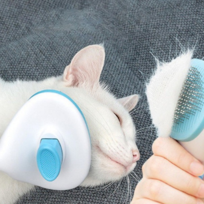 다마 반려동물 원터치 빗 브러쉬 10.5 x 19.5cm, 1개, 그레이