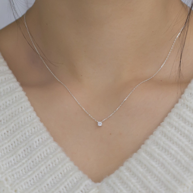 모두디자이너 실버925 퓨어 미니 3mm 심플 큐빅 목걸이 02