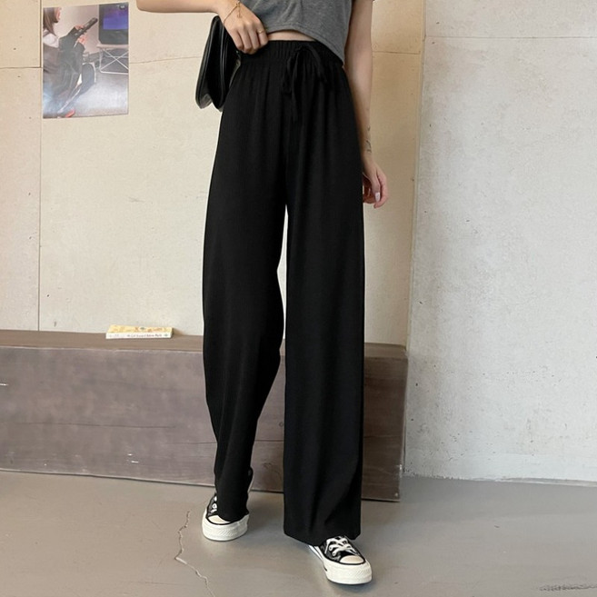 韓版直筒顯瘦高腰休閒寬褲 褲子 女裝