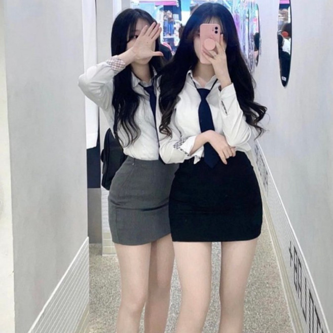 유콩샵 [3사이즈/2컬러] 교복핏! 기본미니스커트 교복치마 정장 오피스룩 슬림핏 H라인 일자 슬림 착붙핏 놀이동산 데이트룩