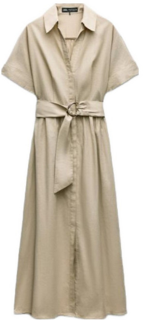 ZARA 자라 리넨 블렌드 미디 셔츠 원피스 8372/102 8372102