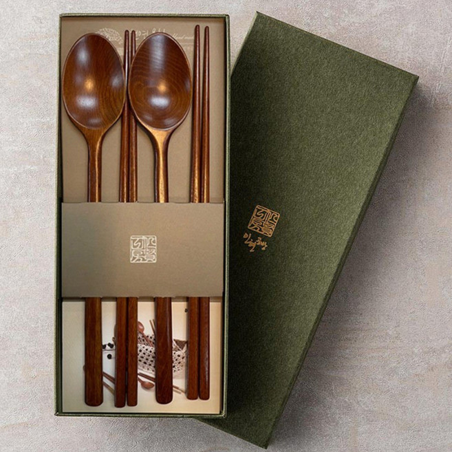 명품 천연옻칠수저 NEW 베이직(BASIC)2벌 수저세트 / IH-BAWp (고급선물케이스) - 가볍고 견고한 기본에 충실한 옻칠 나무수저세트, 우드, 2벌 2인기준, 1세트