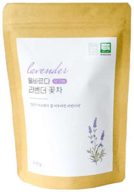 올바르다 유기농 라벤더 꽃차 티 원물, 60g, 60g, 1개, 1개입
