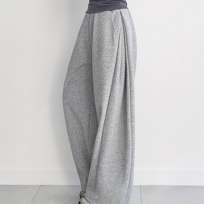 FITOJIM 여성 사이드 핀턱 밴딩 와이드 팬츠 트레이닝 바지