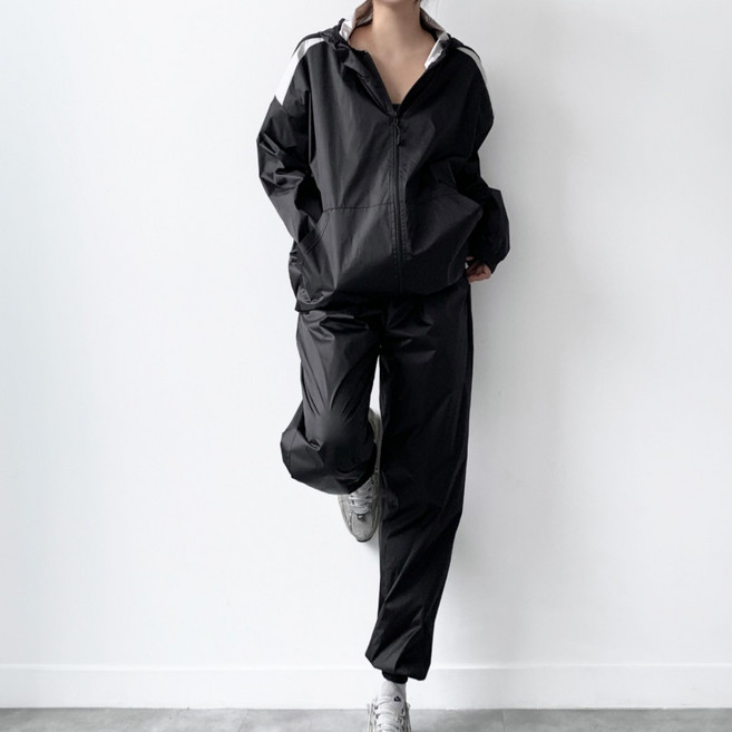 하바우 남녀공용 다이어트 헬스 운동복 런닝 땀복 상하의 후드집업 세트