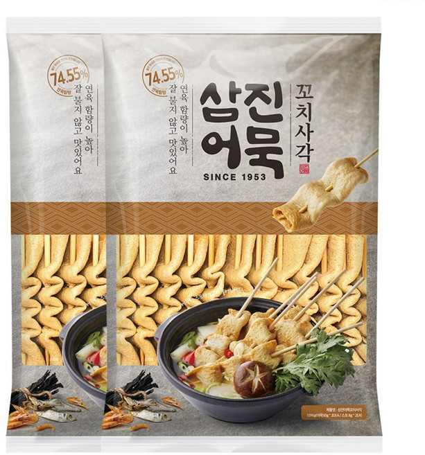 [삼진어묵] NEW꼬치사각, 1.016kg, 2개