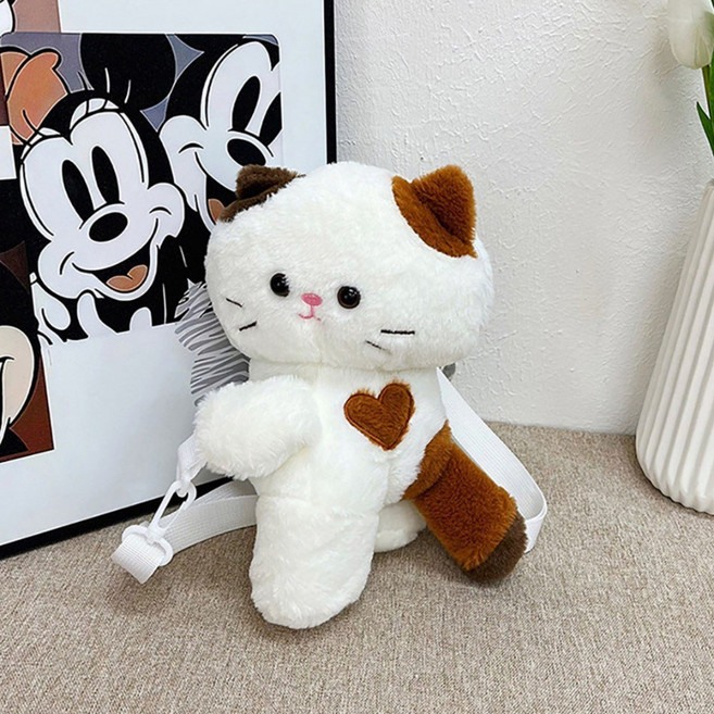 근이몰 귀여운 고양이 인형 백팩 봉제 인형 크로스백 미니 가방 캐릭터 배낭