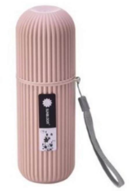 별난상점 여행 캠핑 출장 휴대용 양치컵 칫솔 케이스 스트라이프 패턴 고급형, 1개, 핑크