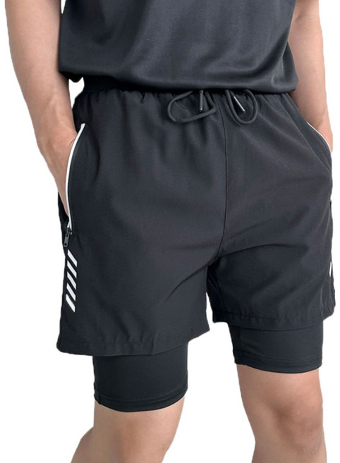 남자 투인원 일체형 숏 레깅스 반바지