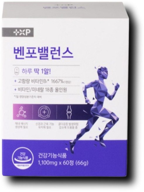 벤포밸런스 활력 비타민 B군 고함량 종합비타민 하루 1알, 1박스, 60정