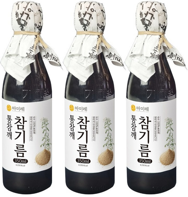 마미레 전통압착 참기름 350ml, 3개