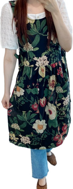 프리마 장금이 린넨 플라워 앞치마 플로리스트 공방 카페 해방타운 고급 앞치마, 그린, 1개