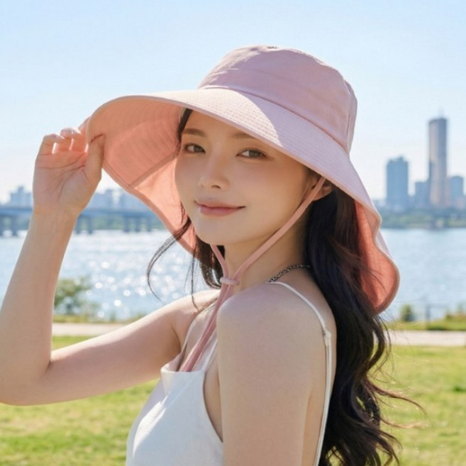 [디데잇] 자외선차단 와이드 넥커버 플랩캡 넓은챙 모자