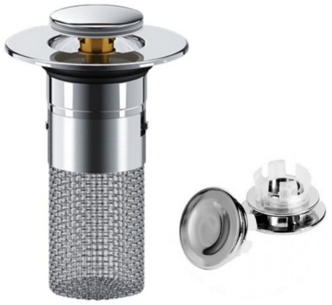 데이레오 세면대 배수구 트랩 오버플로우 캡 세트 냄새차단 304 스텐 거름망 하수구, 실버