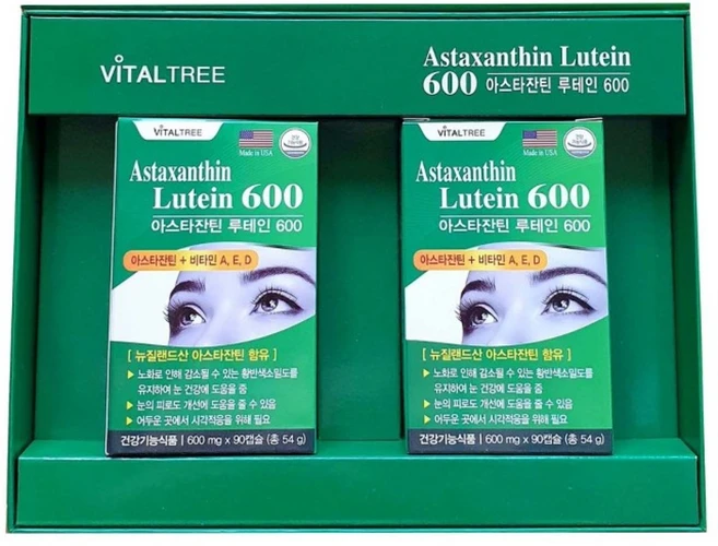아스타잔틴 루테인600(황반색소 눈의피로도 개선 피부와점막형성 세포보호에 도움을주는 건강기능식품), 1박스, 180정 - 쿠팡