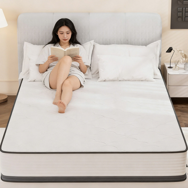 침대 매트리스 무음 포켓스프링 매트리스 화이트 그레이, 부드러운, 30cm