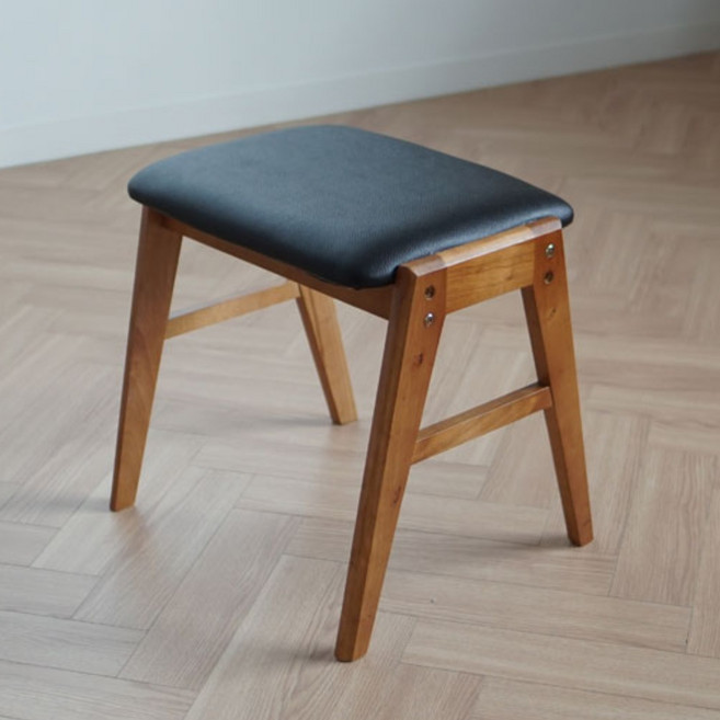 그로잉퍼니쳐 보니 원목스툴 스툴, 가죽블랙