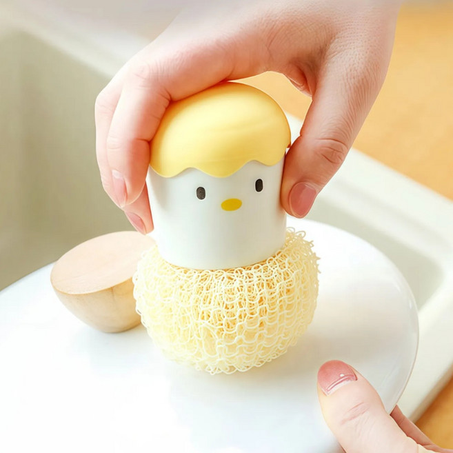 비와이 병아리 손잡이 주방솔 리필포함, 옐로우, 1개