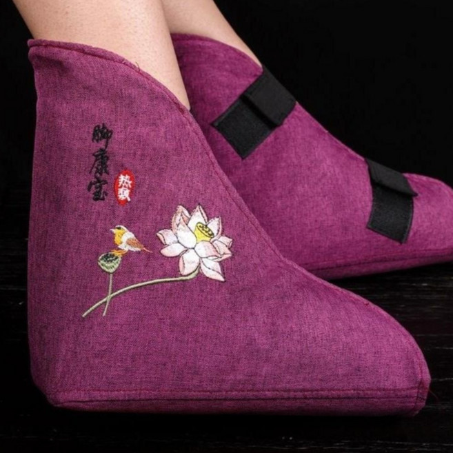 WIRQO 허브 발 찜질팩 발목 전기 온열 찜질기 발 찜질팩, 퍼플