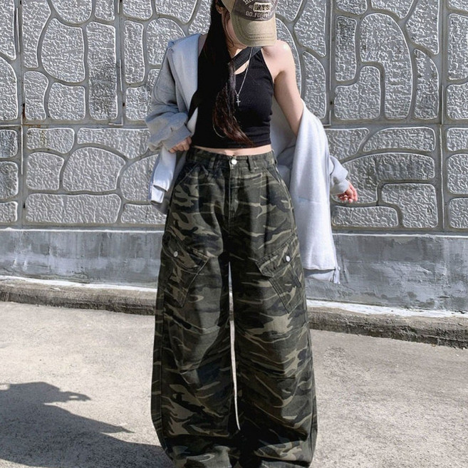 부기샵 밀리터리 카고포켓 와이드 롱팬츠