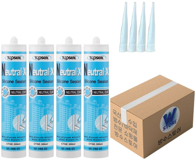 탑씰 무초산 실리콘 창틀 샷시 창호 유리 방수 비초산 뉴트럴 X 투명, 4개